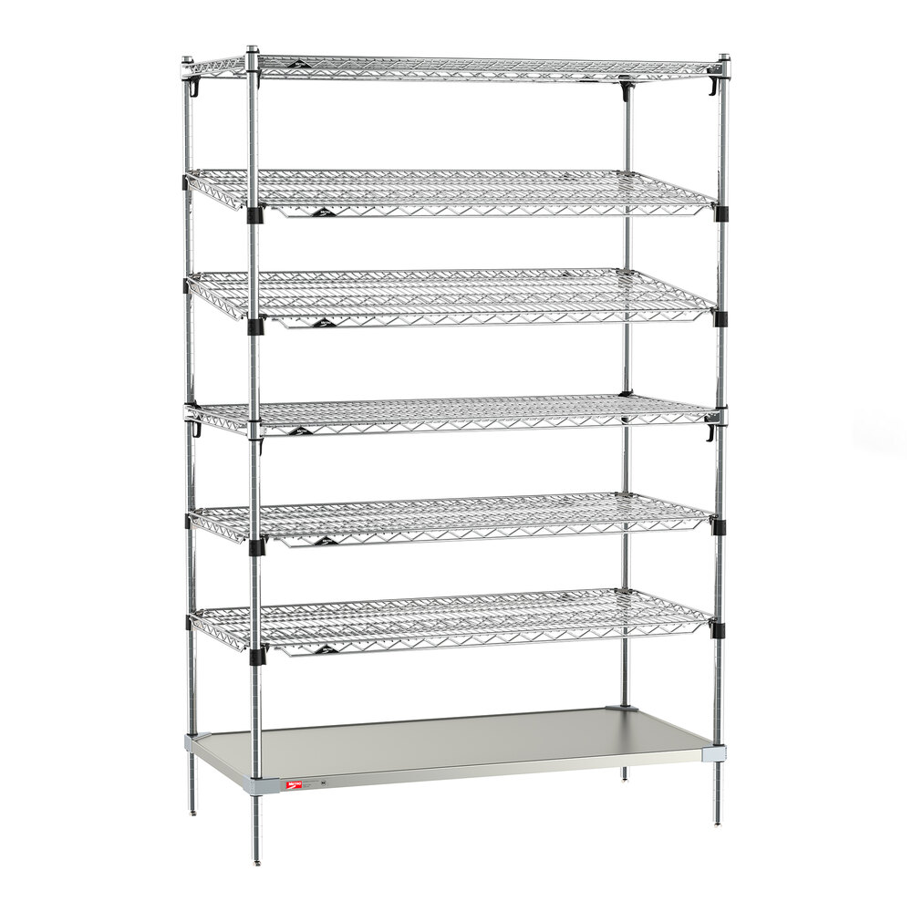 Metro Super Erecta EZ-ADD 24" x 48" Chrome 7-Shelf Kanban Stationary Shelving Unit with 74" Posts