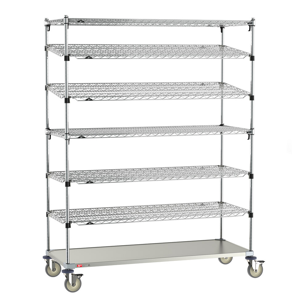 Metro Super Erecta EZ-ADD 24" x 60" Chrome 7-Shelf Kanban Mobile Shelving Unit with 74" Posts