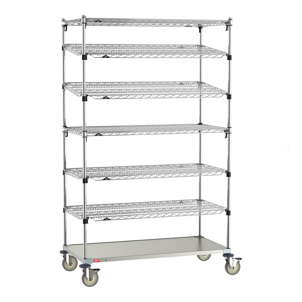 Metro Super Erecta EZ-ADD 24" x 48" Chrome 7-Shelf Kanban Mobile Shelving Unit with 74" Posts