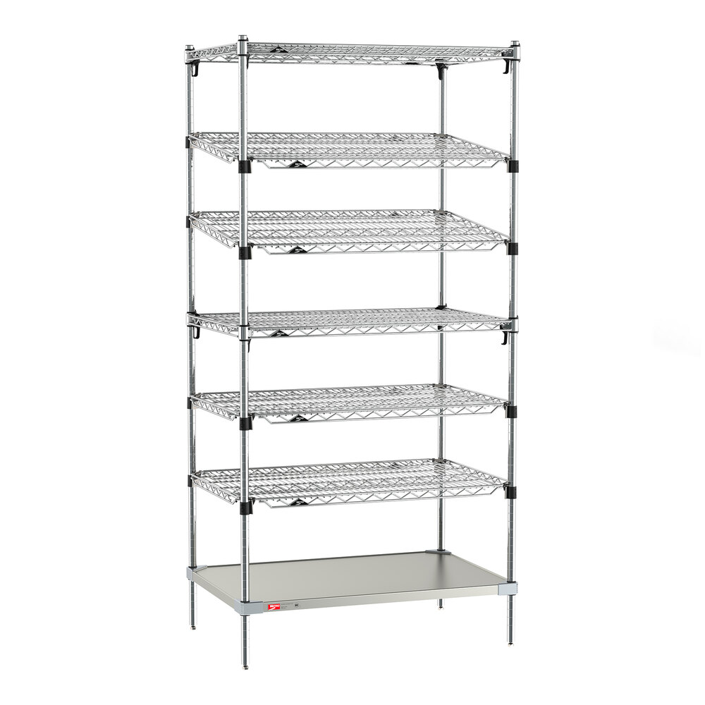 Metro Super Erecta EZ-ADD 24" x 36" Chrome 7-Shelf Kanban Stationary Shelving Unit with 74" Posts