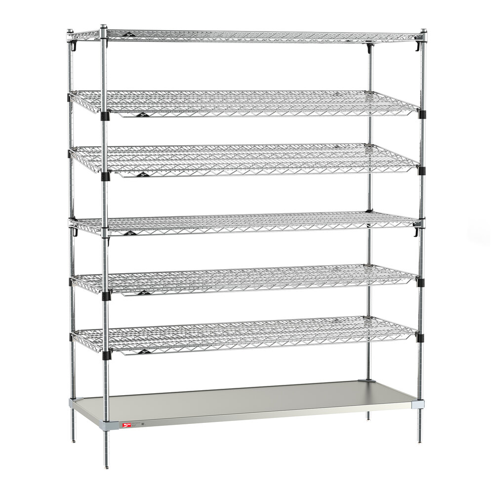 Metro Super Erecta EZ-ADD 24" x 60" Chrome 7-Shelf Kanban Stationary Shelving Unit with 74" Posts