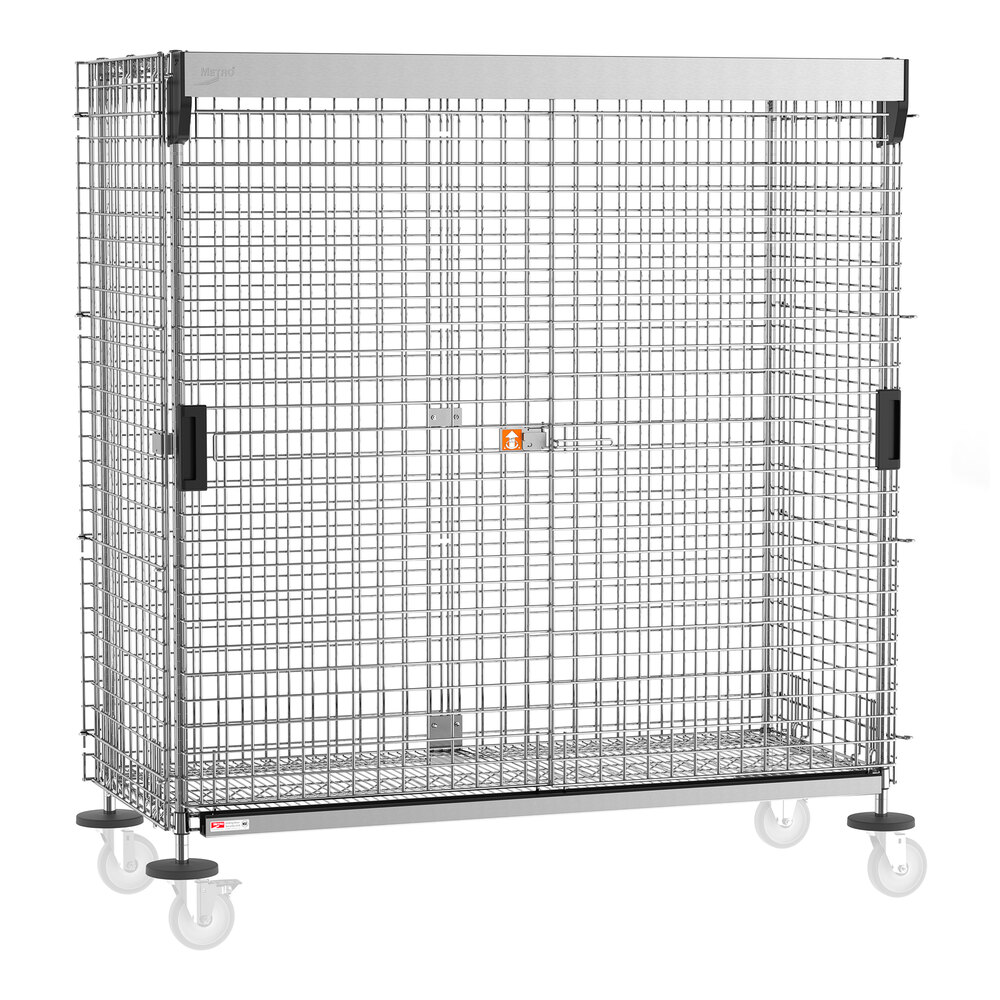 Metro SEC56S-SD-SL Super Erecta Standard-Duty 28 1/2" x 65" x 62" Stainless Steel Stationary Security Unit with SlideSecure Sliding Doors