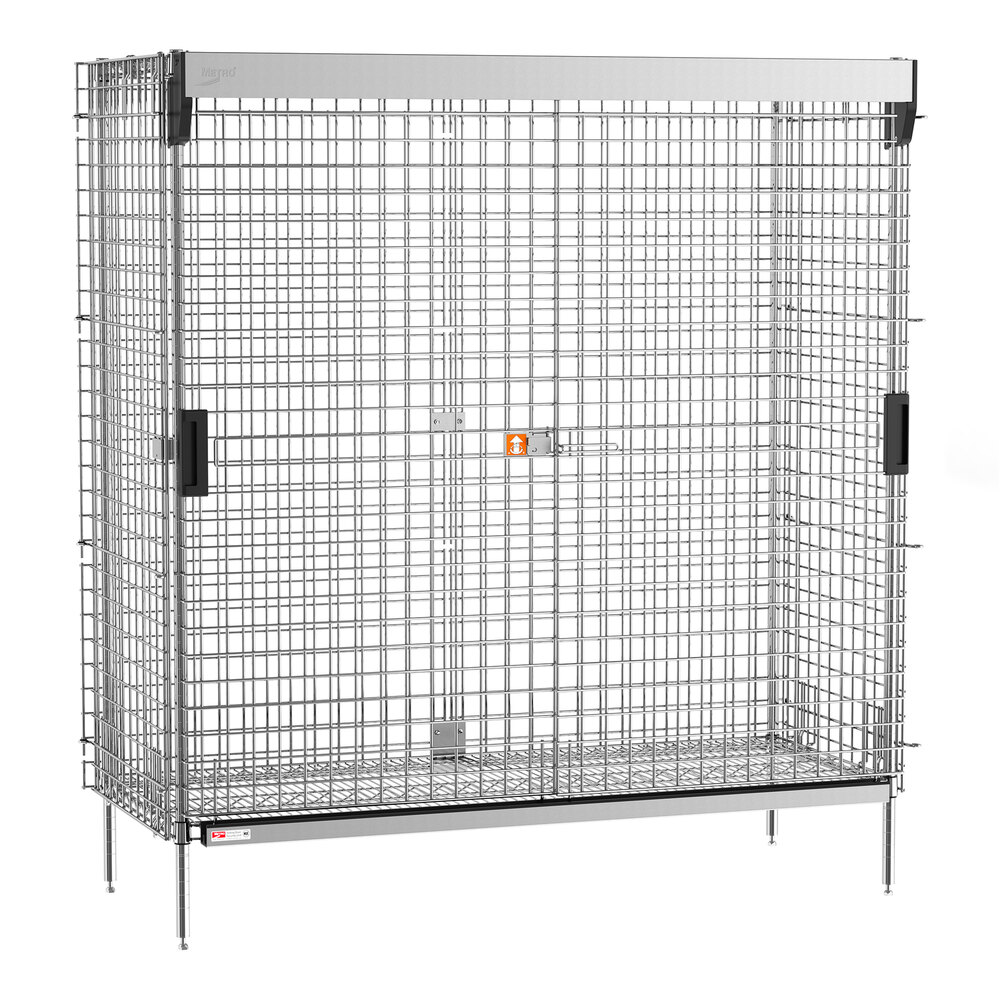Metro SEC56S-SL Super Erecta 28 1/2" x 62 1/2" x 66 13/16" Stainless Steel Stationary Security Unit with SlideSecure Sliding Doors