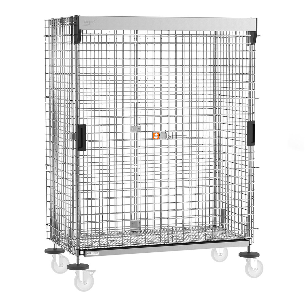 Metro SEC55S-SD-SL Super Erecta Standard-Duty 28 1/2" x 52 3/4" x 62" Stainless Steel Stationary Security Unit with SlideSecure Sliding Doors