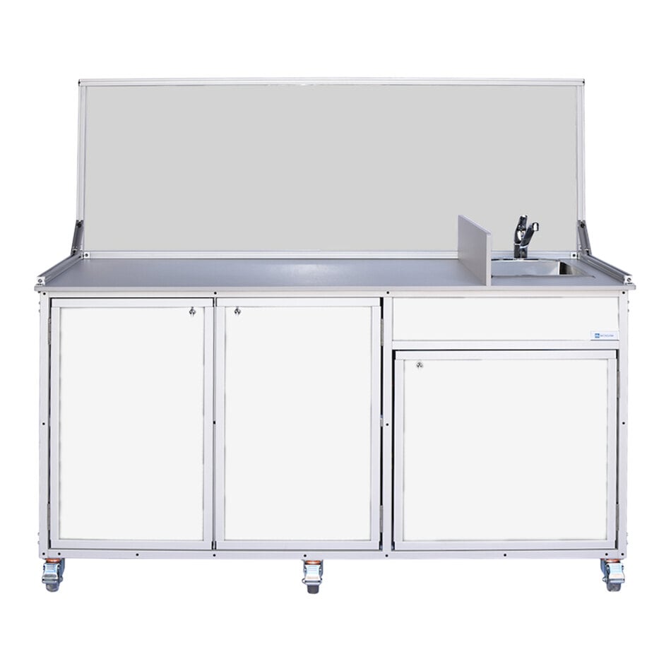Monsam FSC-001-WHITE White Food Service Cart with Portable Self-Contained Sink