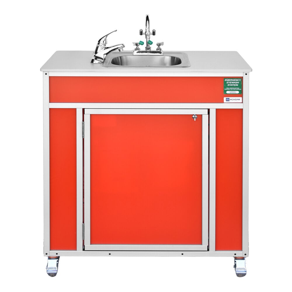 Monsam PSE-2001E-RED Red Portable Eye and Face Washing Station