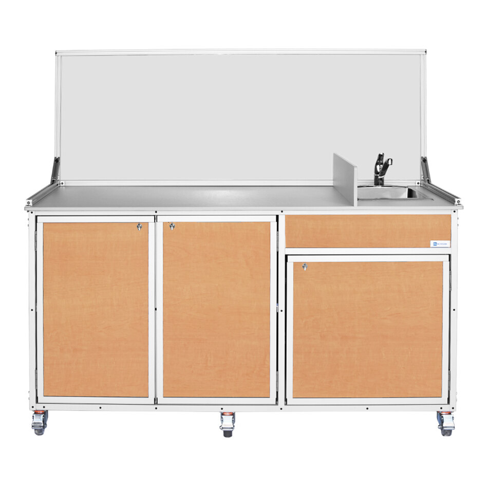 Monsam FSC-001-MAPLE Maple Food Service Cart with Portable Self-Contained Sink