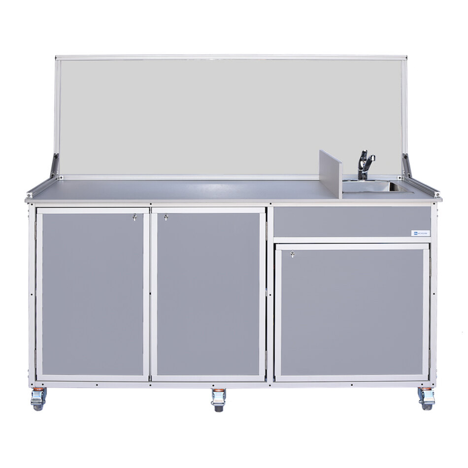 Monsam FSC-001-GRAY Gray Food Service Cart with Portable Self-Contained Sink