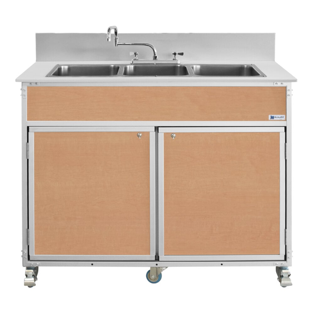 Monsam PSE-2003R-MAPLE Maple Three Deep Basin Portable Commercial Sink