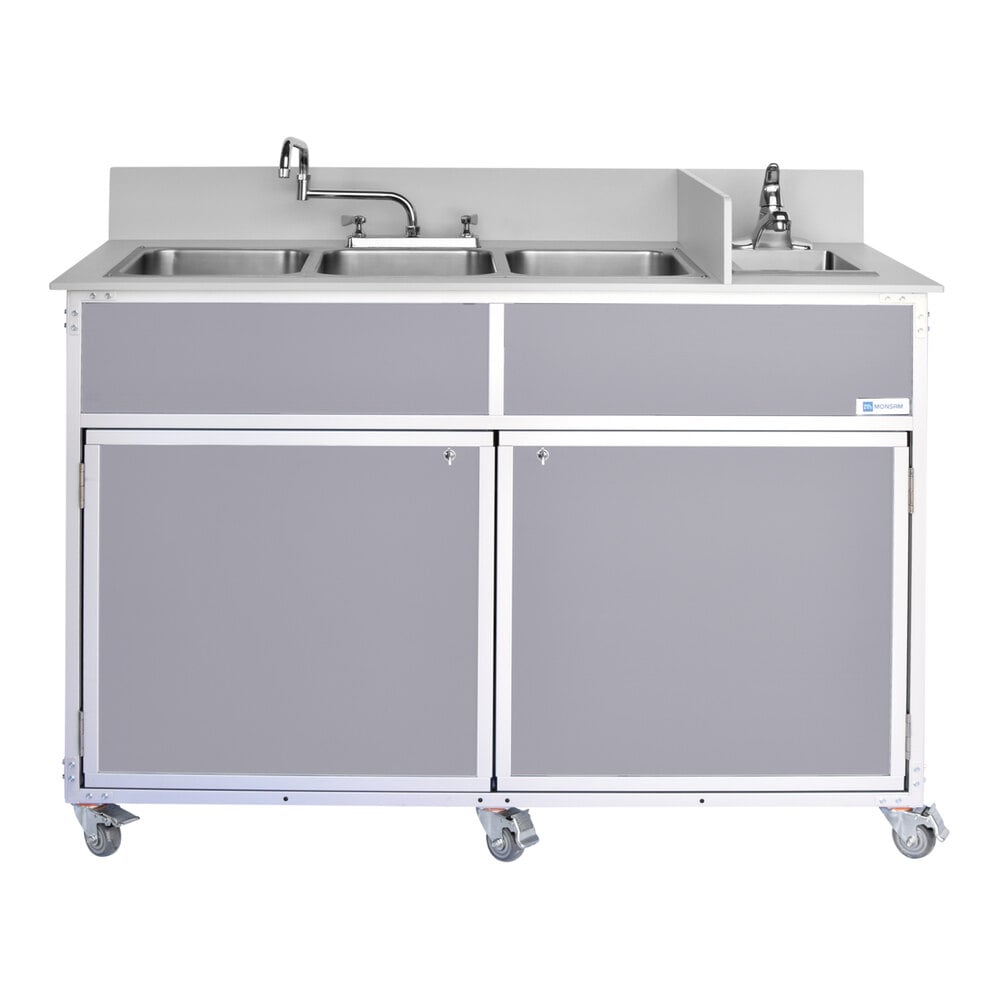 Monsam PSE-2004R-GRAY Gray Four Deep Basin Portable Commercial Sink