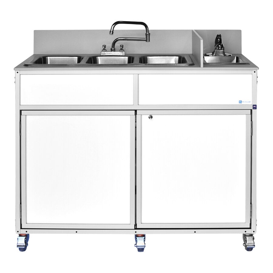 Monsam NS-004-WHITE White Four Basin Portable Self-Contained Sink