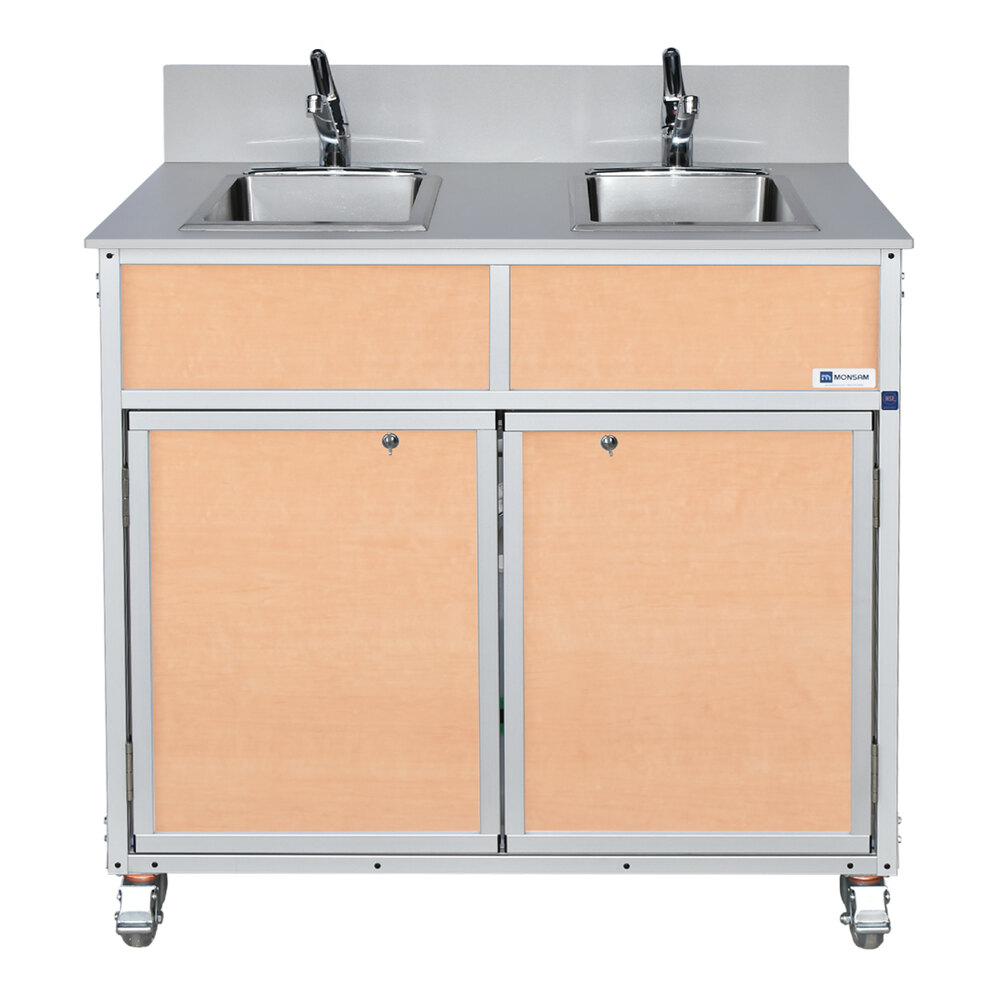 Monsam NS-002-MAPLE Maple Double Basin Portable Self-Contained Sink