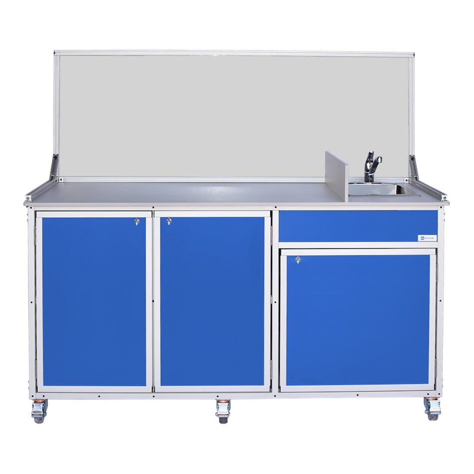 Monsam FSC-001-BLUE Blue Food Service Cart with Portable Self-Contained Sink