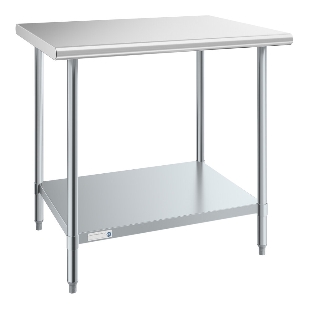Steelton 30" x 36" 18 Gauge 430 Stainless Steel Work Table with Undershelf