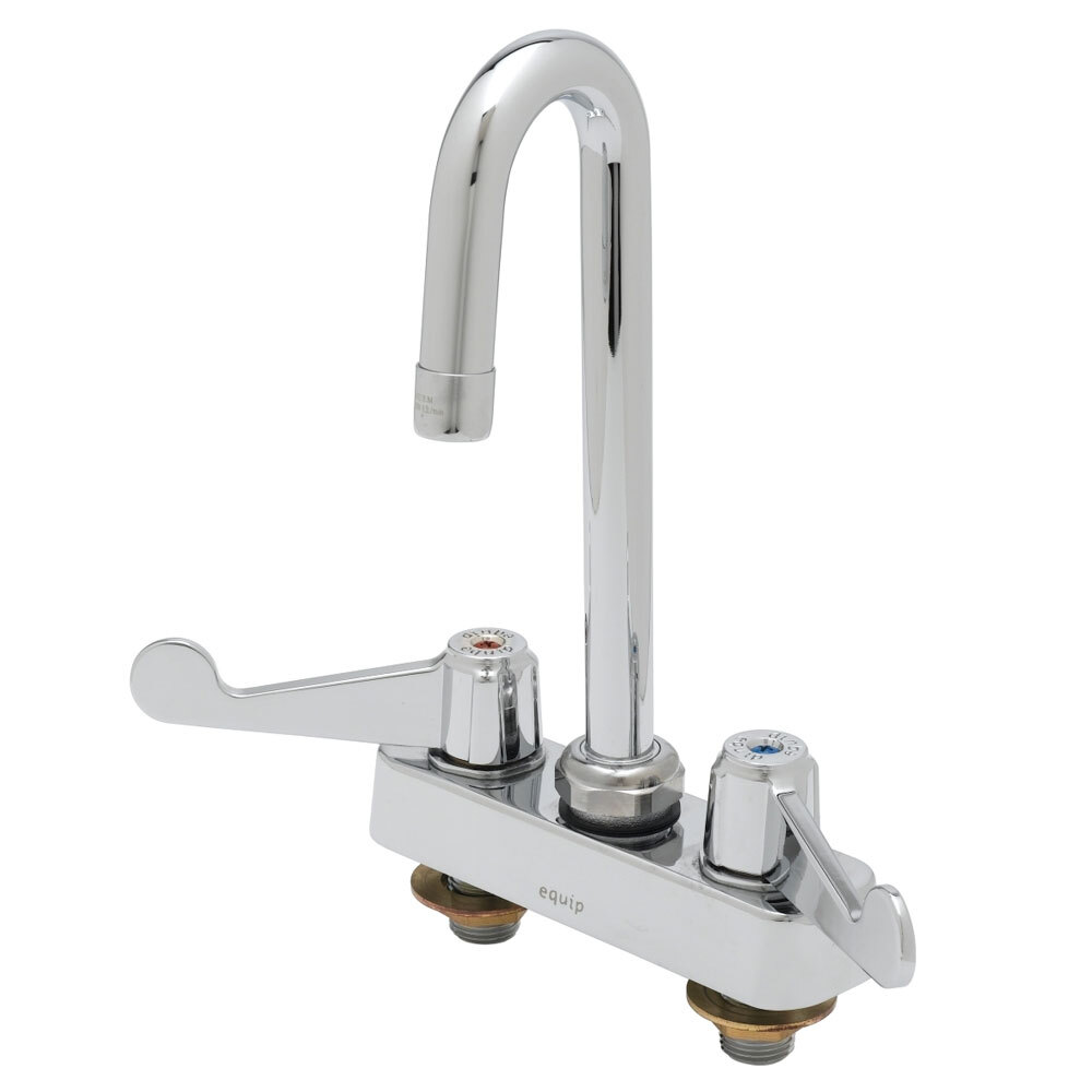 Equip by T&S 5F-4CWX05A Deck Mounted Workboard Faucet with 5 9/16" Gooseneck Spout, 4" Centers, 2.2 GPM Aerator, and Wrist Handles