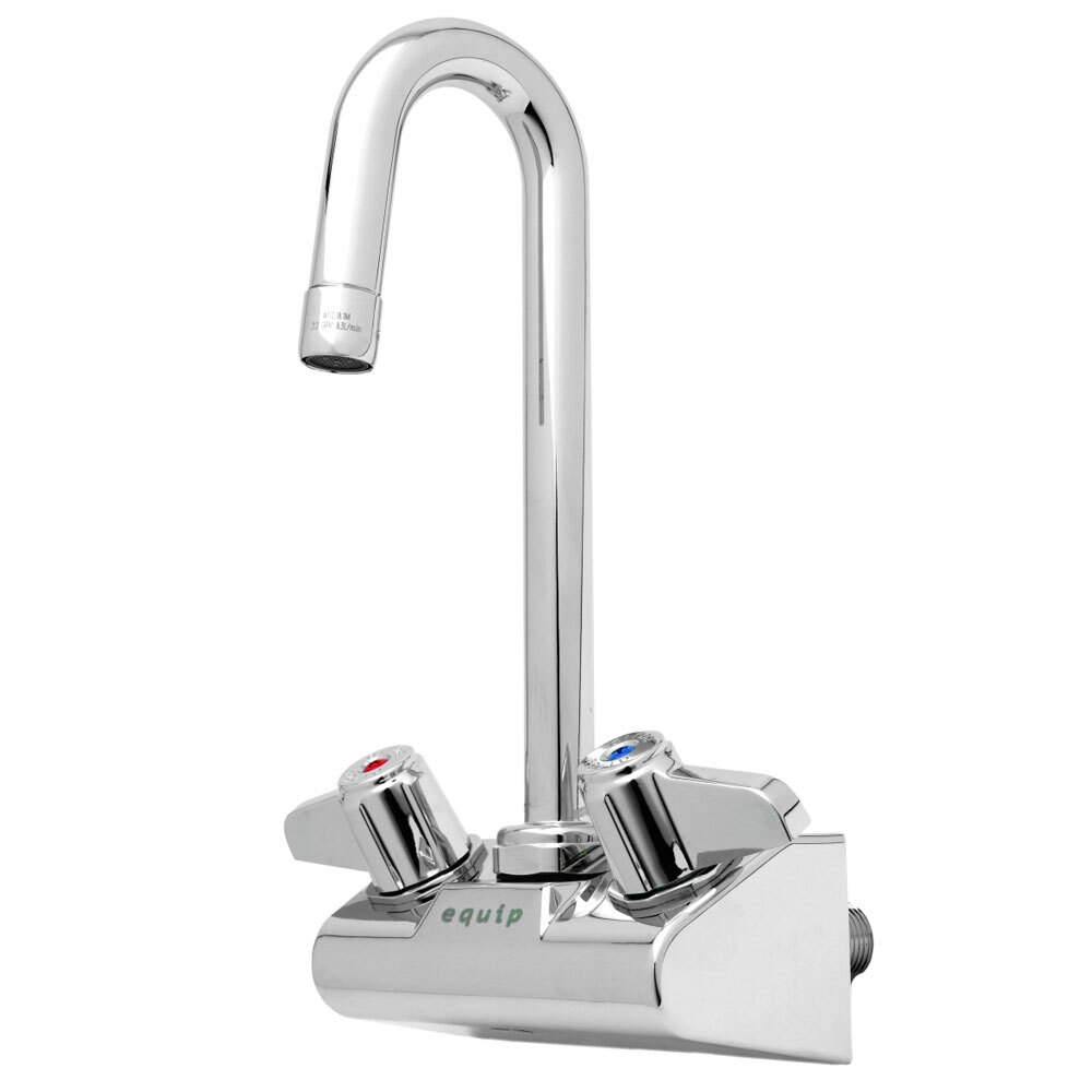 Equip by T&S 5F-4WLX05 Wall Mounted Faucet with 5 9/16" Gooseneck Spout, 4" Centers, 2.2 GPM Aerator, and Lever Handles