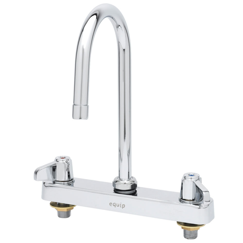 Equip by T&S 5F-8CLX05 Deck Mounted Workboard Faucet with 5 9/16" Gooseneck Spout, 8" Centers, Laminar Flow Device, and Lever Handles