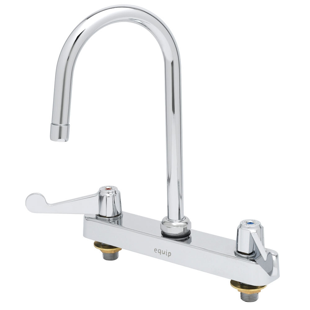 Equip by T&S 5F-8CWX05 Deck Mounted Workboard Faucet with 5 1/2" Gooseneck Spout, 8" Centers, Laminar Flow Device, and Wrist Handles