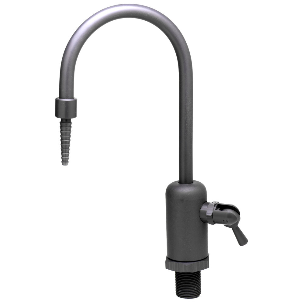 T&S BL-9515-01 Deck Mount PVC Laboratory Faucet with 6 3/16" Rigid Gooseneck Spout, Serrated Tip Outlet, and Dual Operation Handle