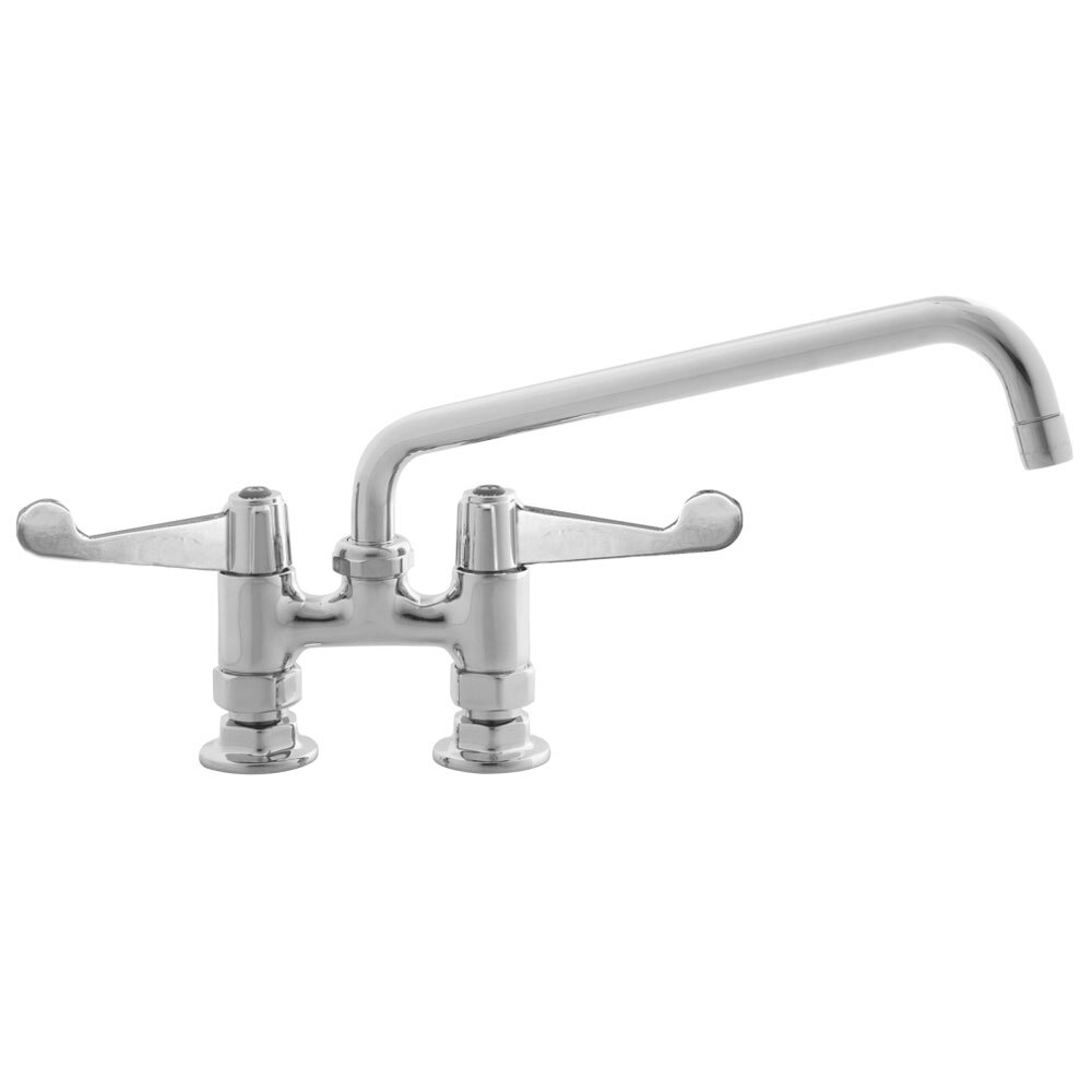 Equip by T&S 5F-4DWX10 Deck Mounted Faucet with 10 1/8" Swing Spout, 4" Adjustable Centers, 5.2 GPM Laminar Flow Device, Cerama Cartridges, and Wrist Handles