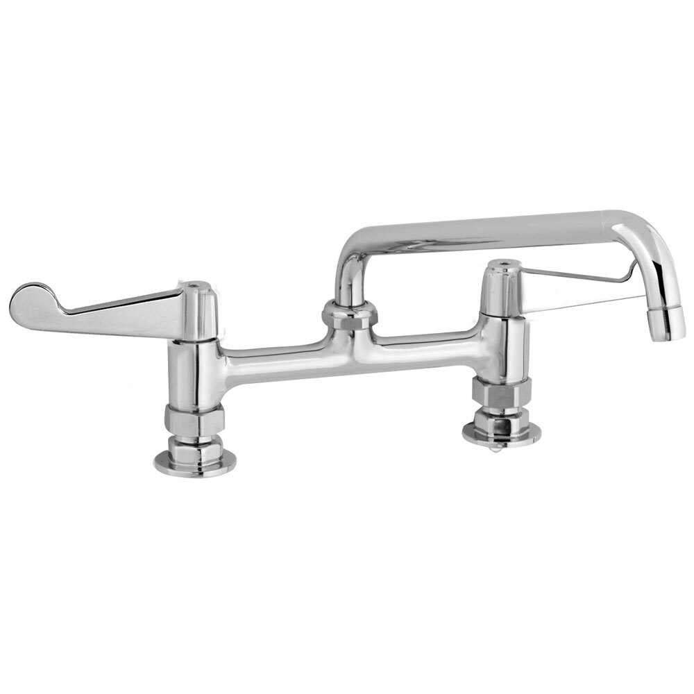 Equip by T&S 5F-8DWX10 Deck Mounted Faucet with 8" Adjustable Centers, 10 1/8" Swing Spout, 5.27 GPM Laminar Flow Device, Cerama Cartridges, and Wrist Handles
