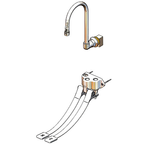 T&S B-0504-537K Wall Mount Double Pedal Valve with 5 9/16" Rigid Dummy Gooseneck