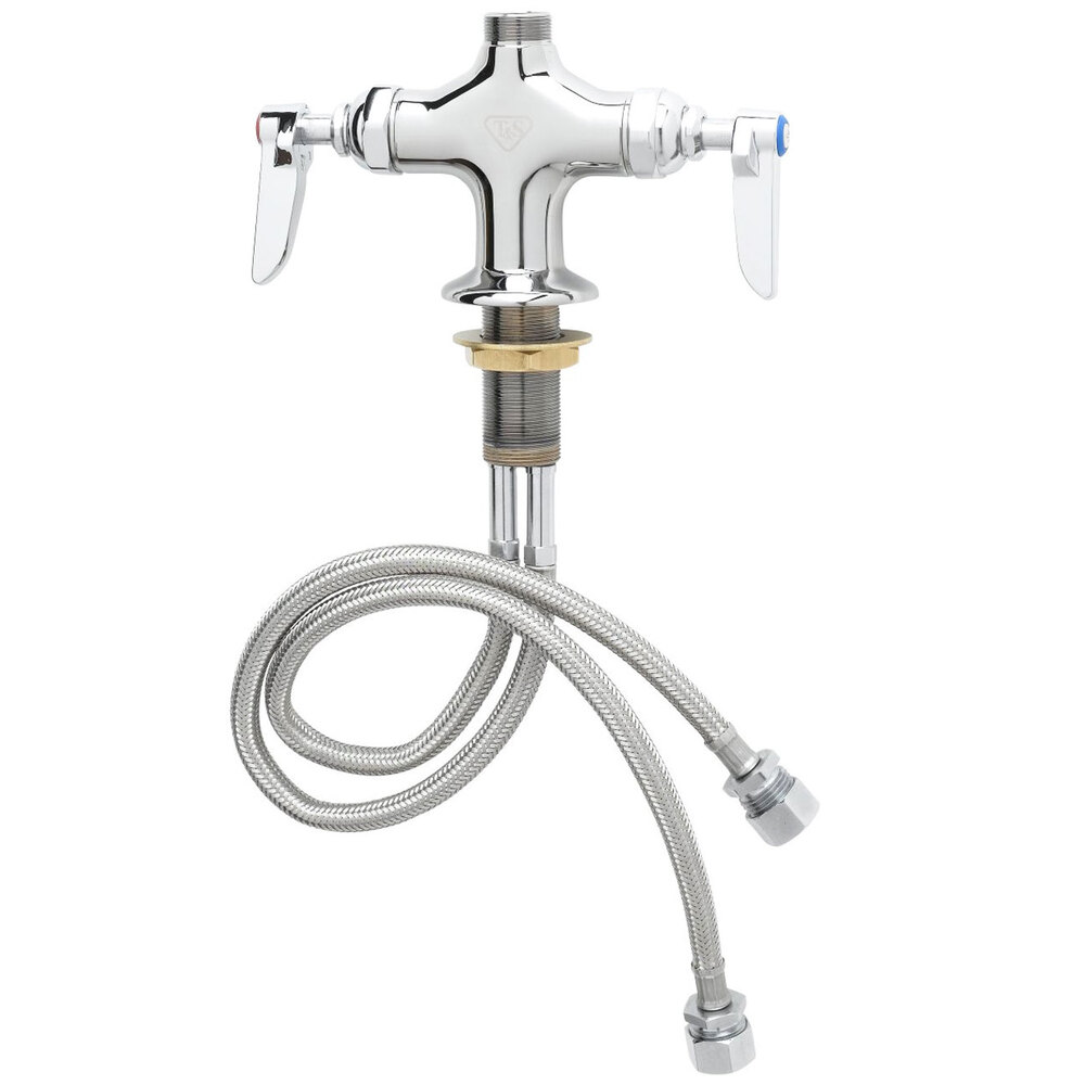 T&S B-0200-CR-LN Deck Mounted Single Hole Pantry Faucet Base with Flex Inlets, Swivel Outlet, and Cerama Cartridges