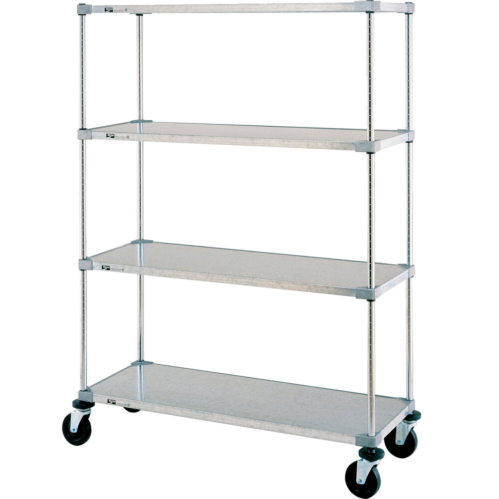 Metro Super Erecta F536EG Galvanized Mobile Solid Shelving Unit with Polyurethane Casters 24" x 36" x 68"