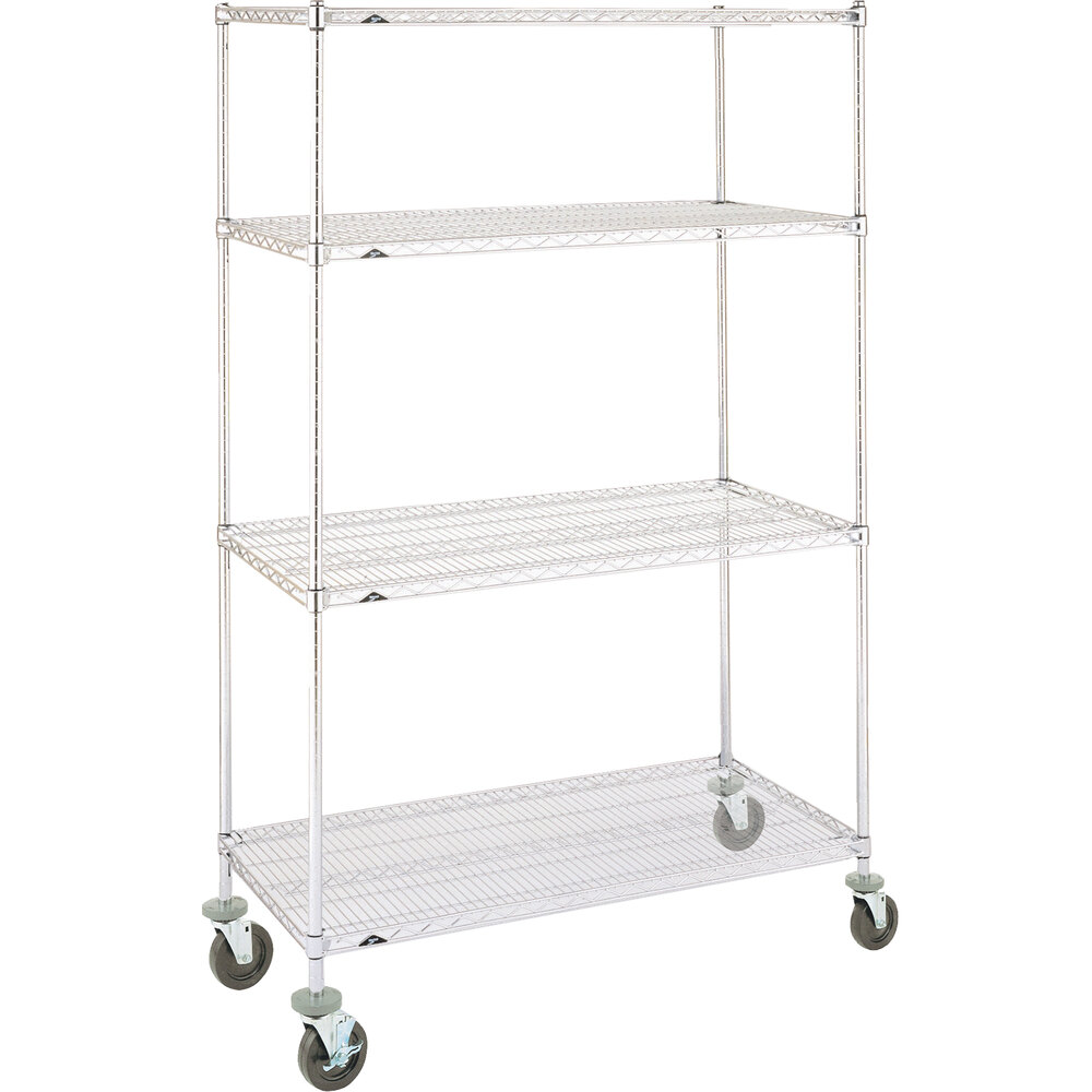 Metro Super Erecta N456BC Chrome Mobile Wire Shelving Unit with Rubber Casters 21" x 48" x 69"
