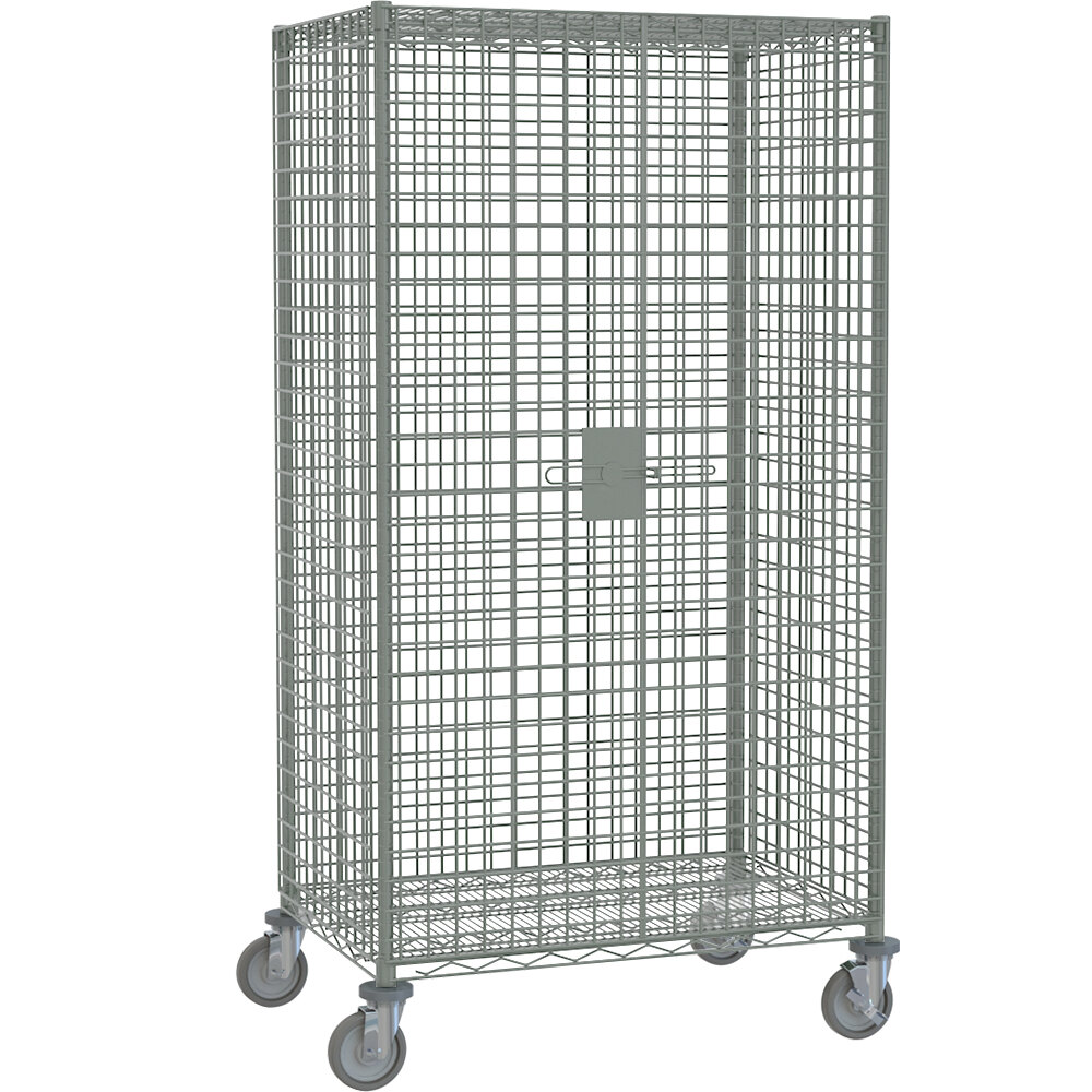 Metro SEC55EC Chrome Mobile Standard Duty Wire Security Cabinet - 52 3/4" x 27 1/4" x 68 1/2"