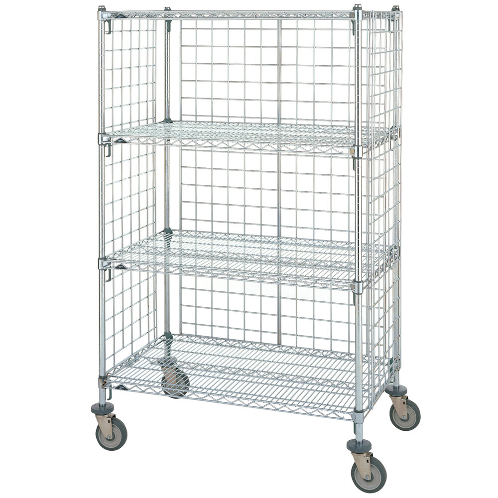 Metro Super Erecta AST65MC Chrome Wire Slanted Shelf Truck 24" x 60" x 62"