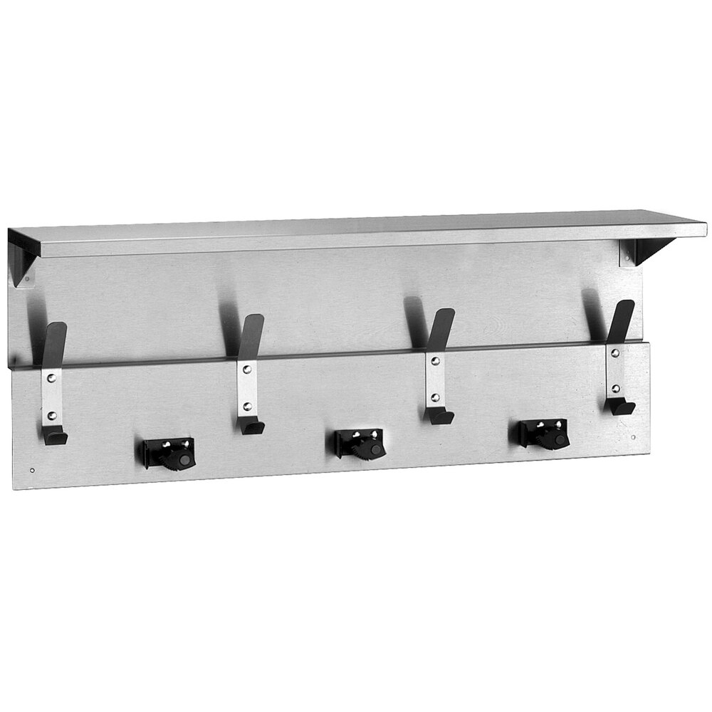 Bobrick B-239 Utility Shelf with Mop / Broom Holders and Rag Hooks