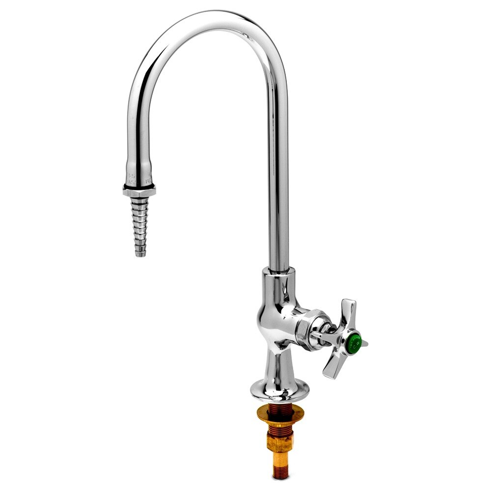 T&S BL-5705-02 Vandal Resistant Single Hole Deck Mount Laboratory Faucet with 5 7/8" Gooseneck Spout, Serrated Tip, and 4 Arm Handles