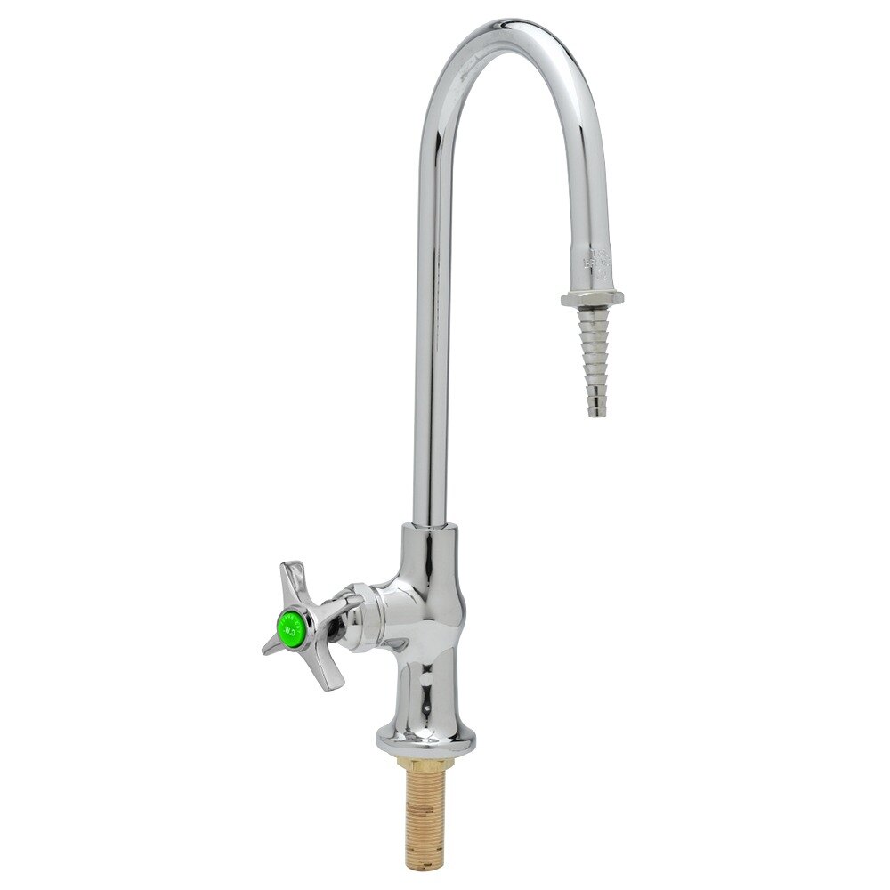 T&S BL-5709-02 Single Temperature Laboratory Faucet with 5 7/8" Gooseneck Spout, Serrated Tip, and 4 Arm Handle