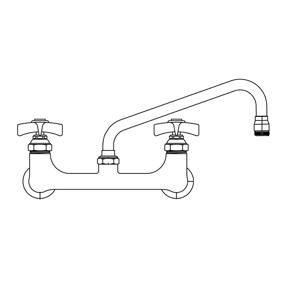 T&S BL-5775-01 Single Hole Wall Mount Mixing Lab Faucet with 8" Centers, 9" Swing Nozzle, and 4 Arm Handles