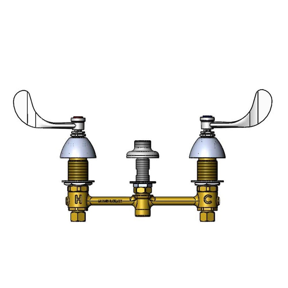 T&S B-2866-04LN Deck Mount Easy Install Faucet Base with 8" Centers, 4" Wrist Action Handles, and Eterna Cartridges