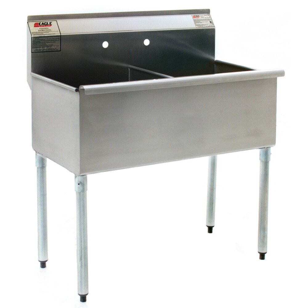 Eagle Group 2136-2-16/3 Two Compartment Stainless Steel Commercial Sink without Drainboard - 37 3/8"