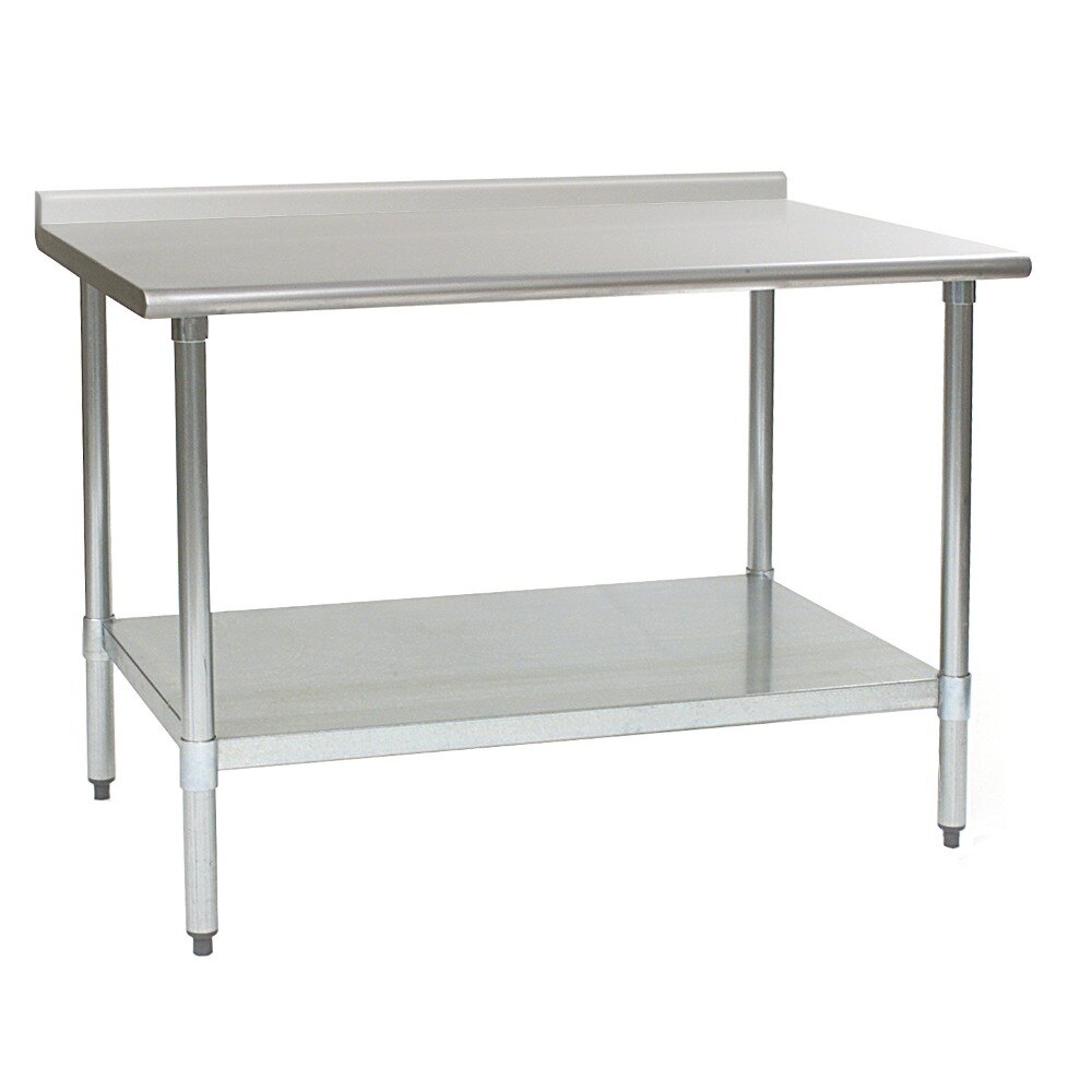 Eagle Group UT3060EB 30" x 60" Stainless Steel Work Table with Undershelf and 1 1/2" Backsplash