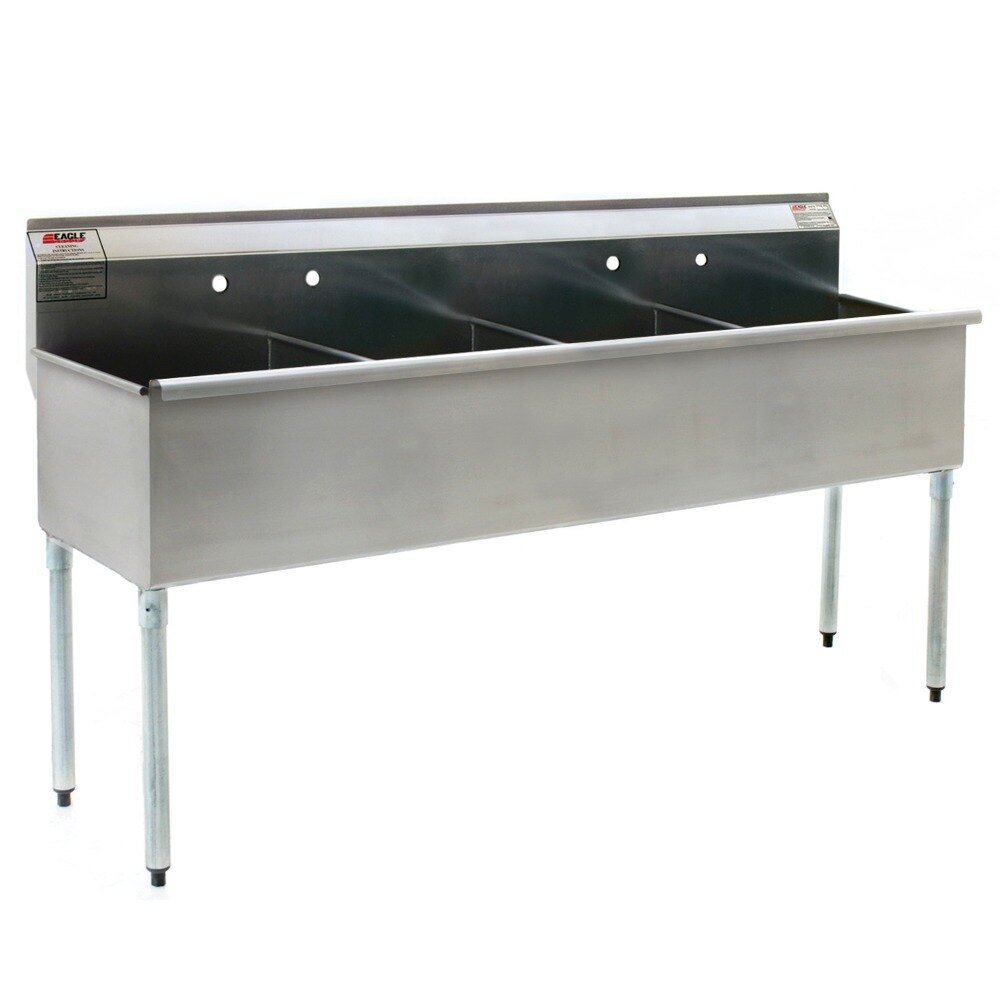 Eagle Group 1872-4-16/3 Four Compartment Stainless Steel Commercial Sink without Drainboard - 73 3/8"