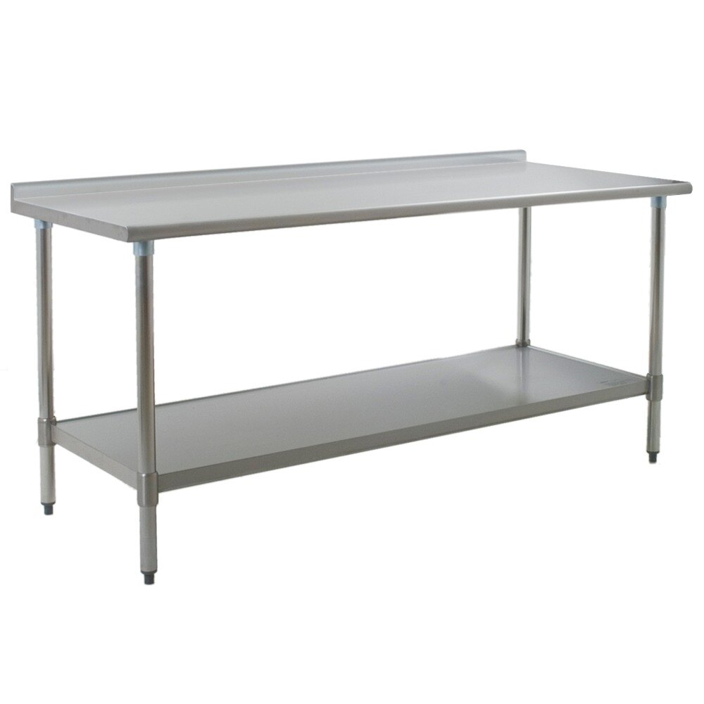 Eagle Group UT3072SEB 30" x 72" Stainless Steel Work Table with Undershelf and 1 1/2" Backsplash