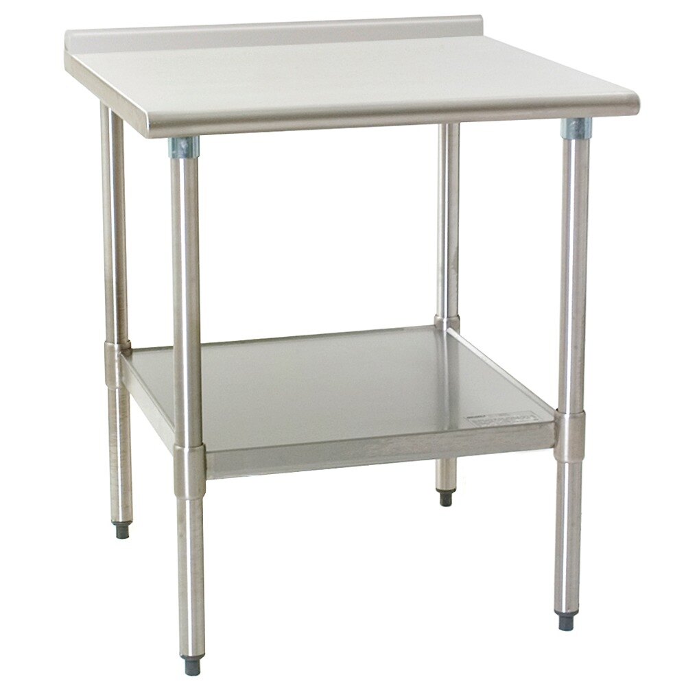 Eagle Group UT2436SB 24" x 36" Stainless Steel Work Table with Undershelf and 1 1/2" Backsplash