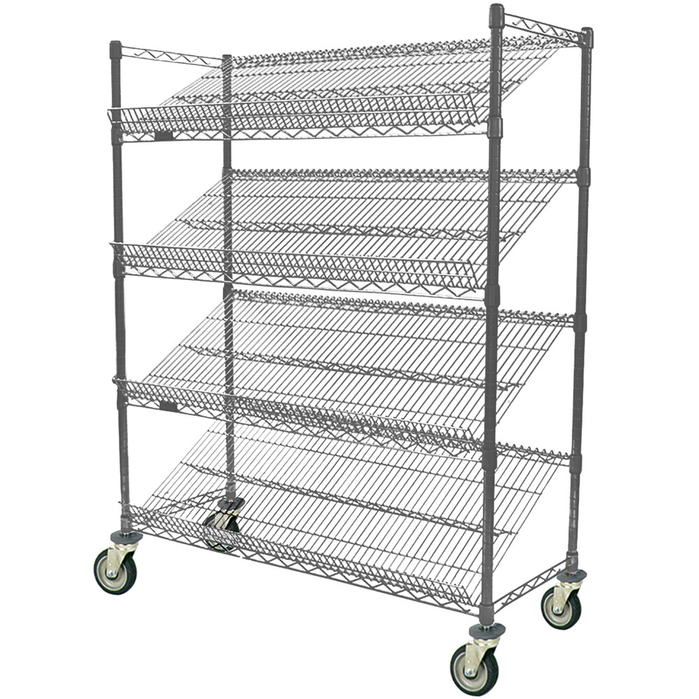 Eagle Group M1836V-4 36" x 18" Valu-Master Gray 4 Shelf Angled Merchandising Cart