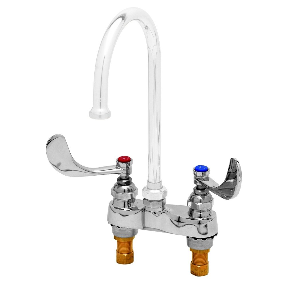 T&S B-0892-LN Deck Mount Centerset Mixing Faucet Base with 4" Centers and 4" Wrist Action Handles