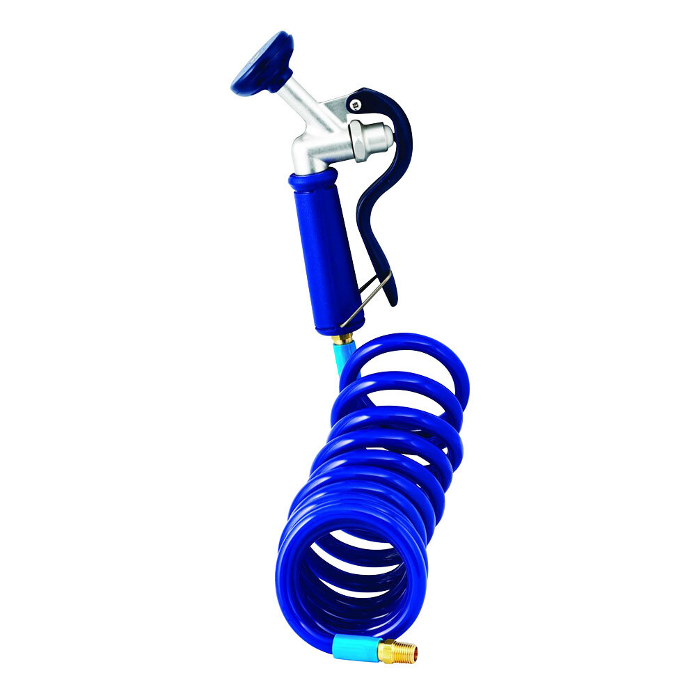 T&S PG-35AV-CH 5.05 GPM Angled Pet Grooming Spray Valve with 9' Coiled Polyurethane Hose and 1/4" NPT Male Connection