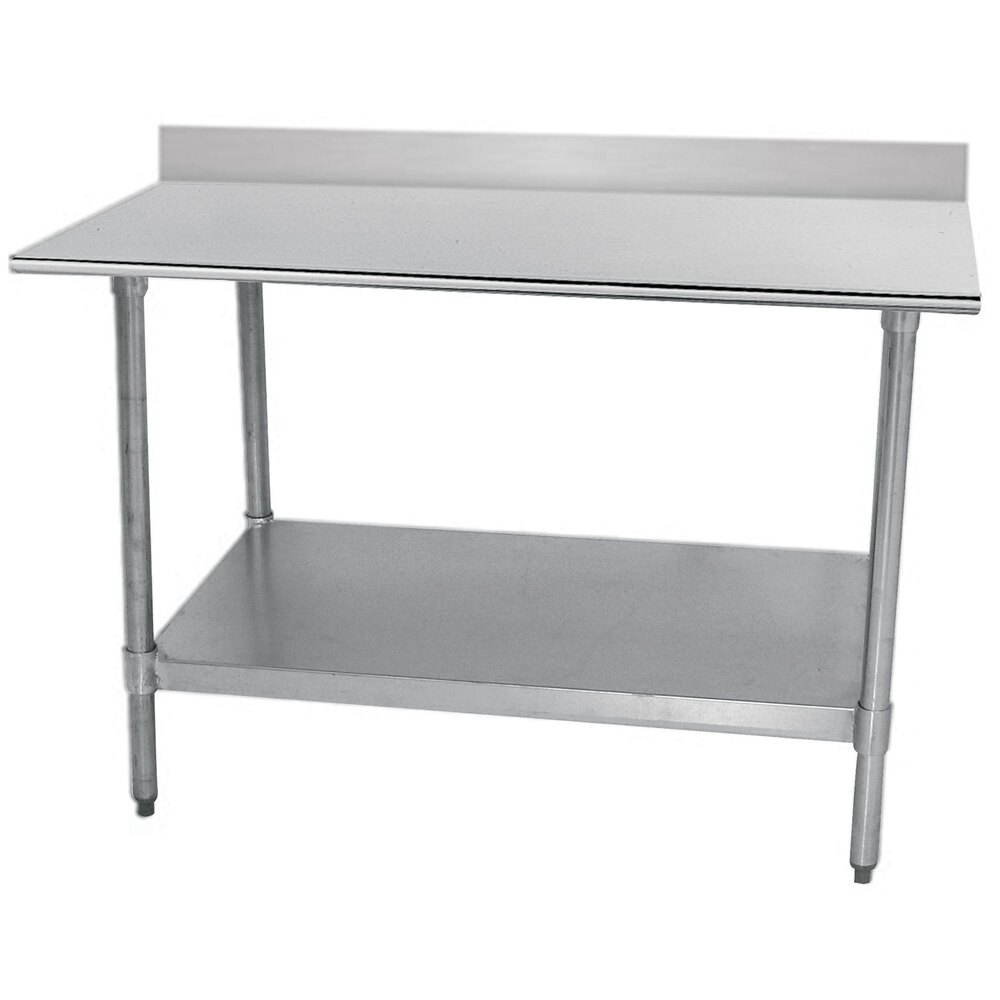 Advance Tabco TTK-305-X 18 Gauge Stainless Steel Work Table with 5" Backsplash and Galvanized Undershelf - 30" x 60"