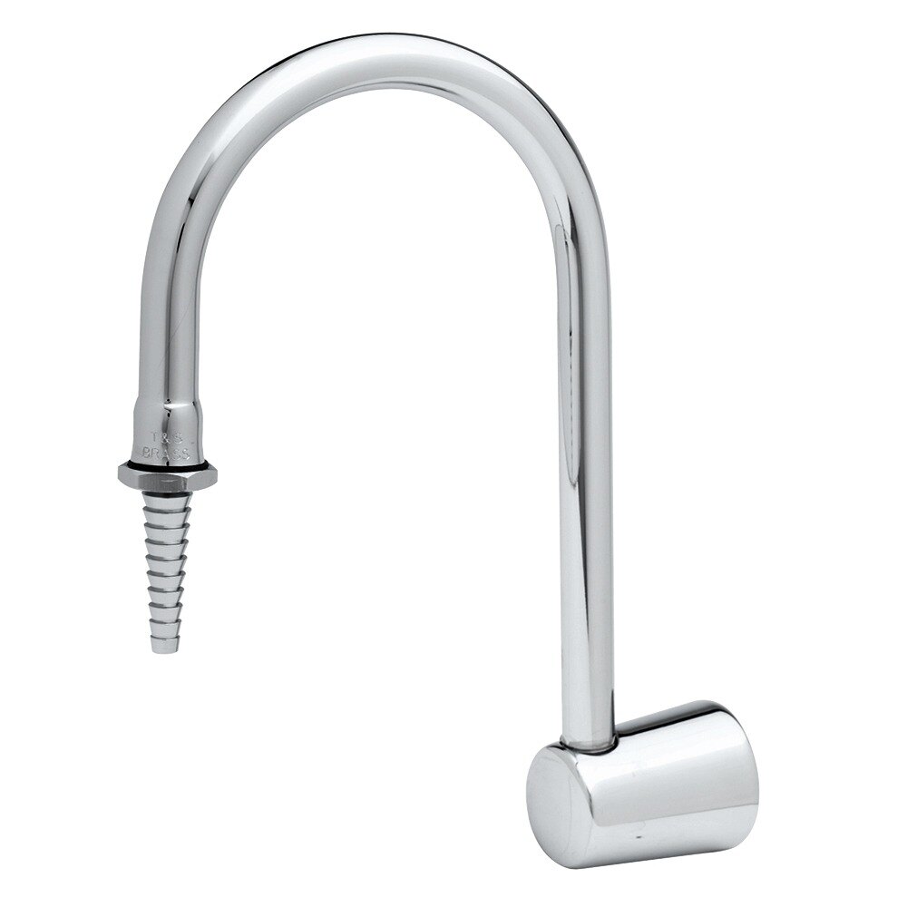 T&S BL-4750-07 Laboratory Panel Flange with 7 13/16" Rigid Gooseneck Serrated Hose End