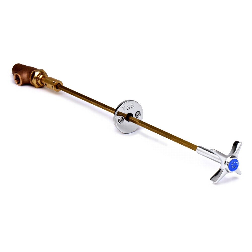 T&S BL-4720-02MF Remote Control Water Angle Stop with MF Bushing, 18" Control Rod, and 4 Arm Handle
