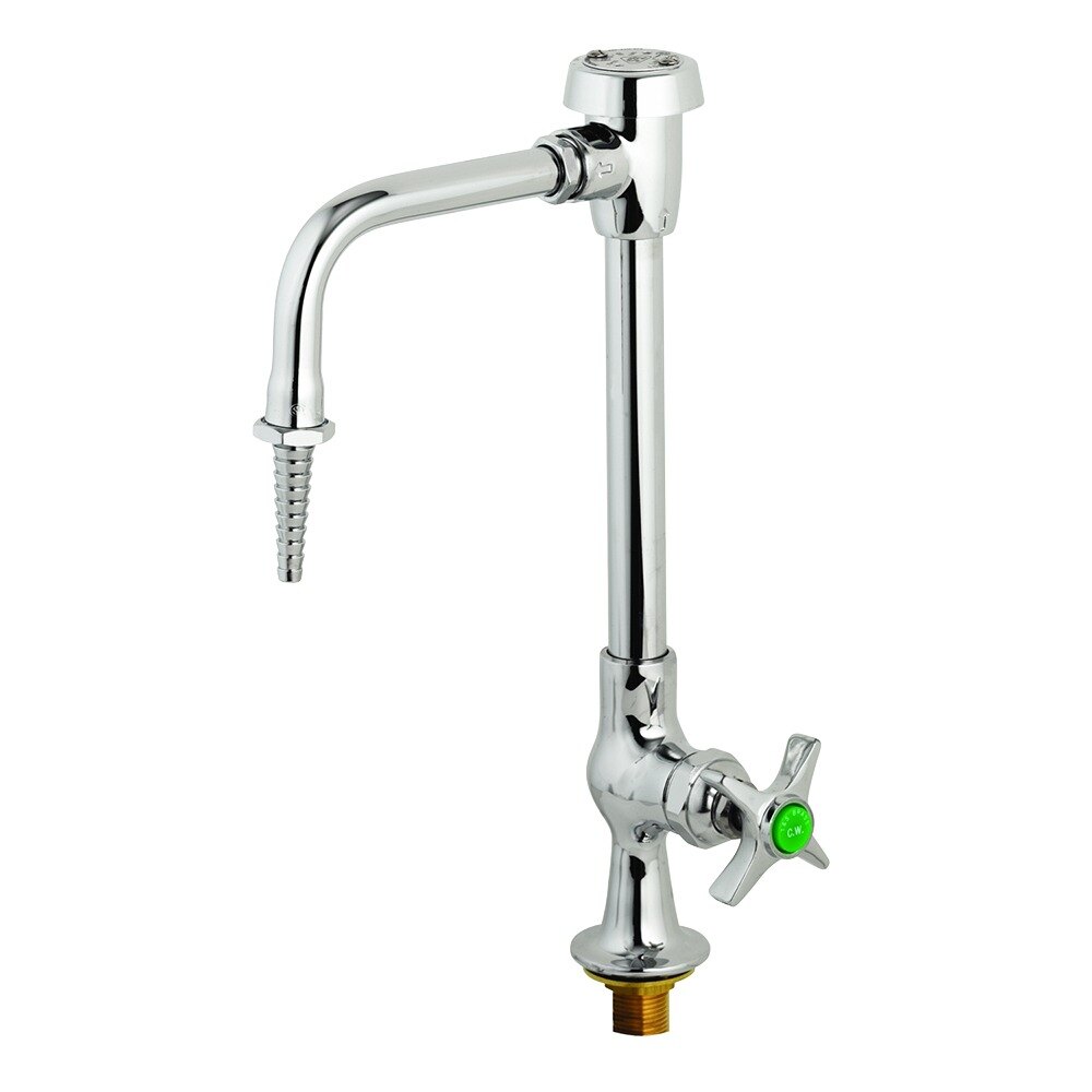 T&S BL-5707-04 Single Temperature Laboratory Faucet with 5 11/16" Gooseneck Spout, Serrated Tip, 4 Arm Handle, and Vacuum Breaker