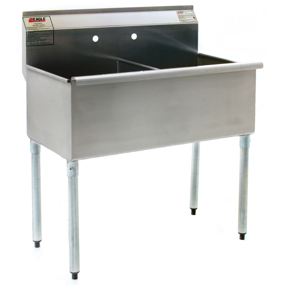 Eagle Group 2148-2-16/4 Two Compartment Stainless Steel Commercial Sink without Drainboard - 49 3/8"