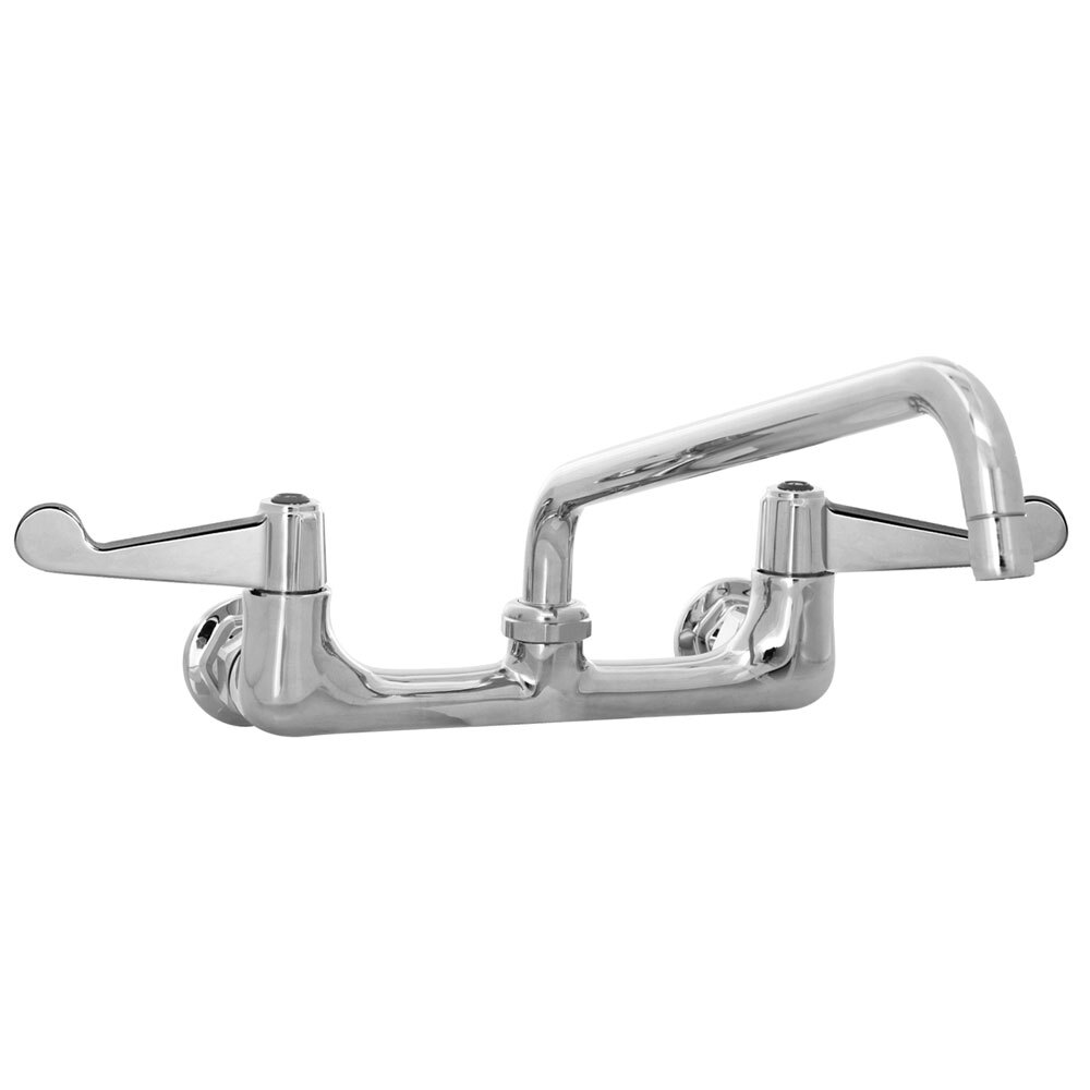 Equip by T&S 5F-8WWS06 Wall Mounted Faucet with 6 1/8" Swing Spout, 5.2 GPM Laminar Flow Device, 8" Adjustable Centers, and Wrist Handles